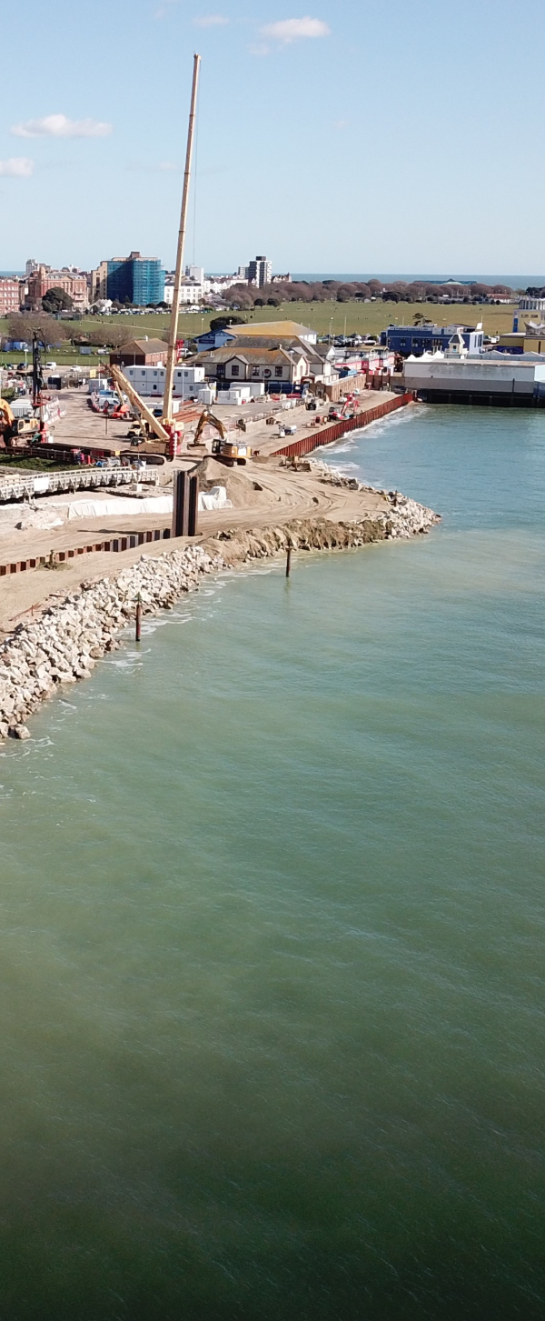 piling rig on a beach on a sunny day