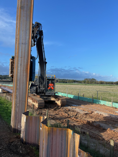 Picture of a piling rig on site.