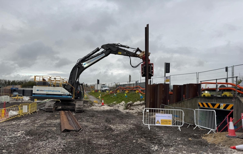 Piling machine on a construction site