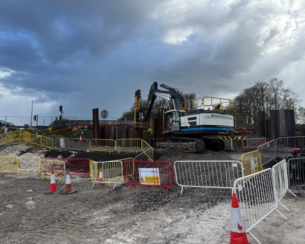 piling machine on construction site